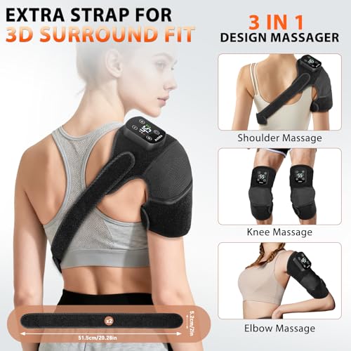 Actda Cordless Knee Massager for Pain Relief, Electric Heated Knee Warmer with 5 Heat Levels and 3 Massage Modes, Portable...