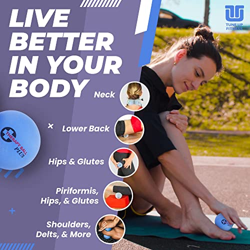 Tune Up Fitness – Therapy Ball PLUS Pair in Tote | Lacrosse Ball Upgrade - Massage Therapy Balls for Myofascial Release | ...