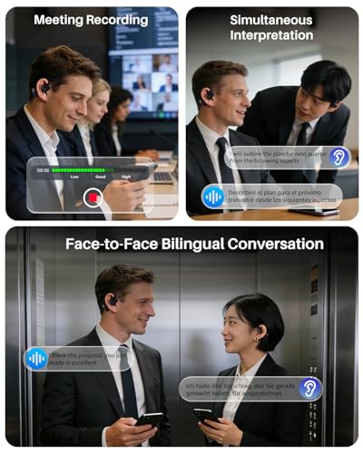 TOZO OpenEgo Open Ear Earbuds Bluetooth Headphones, AI Translation Wireless Earbuds with Real-Time 100+ LanguagesTranslati...