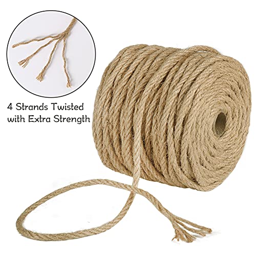Tenn Well 5mm Jute Rope, 164 Feet 4Ply Twisted Thick Twine Rope for Gardening, Crafting, Recycling, Cat Scratching Post, F...