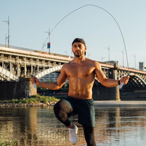 Beavorty Smart Jump Rope with Digital Counter, Steel Wire Fitness Skipping Rope for Adults, Black-grey Long Cord for Outdo...
