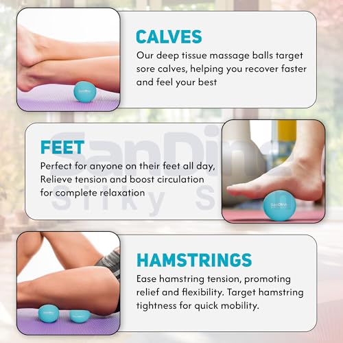 Lacrosse Massage Balls for Deep Tissue Massage - Release Tension Relieve Muscle Soreness Improve Flexibility - Ideal for M...