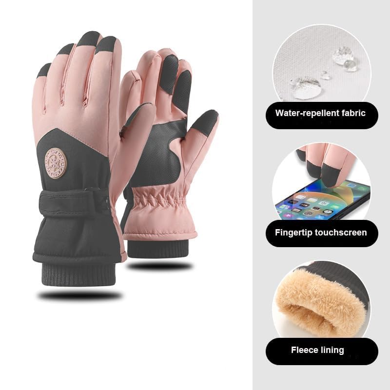 CXQRR Winter Ski Snow Gloves for Women, Touchscreen Waterproof Warm Cold Weather Gloves for Skiing Snowboarding