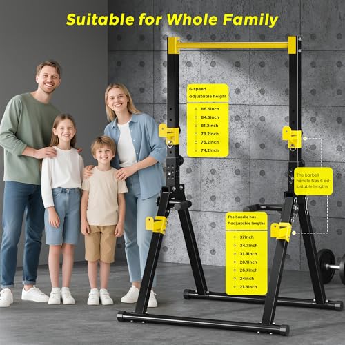 SogesHome Power Tower Dip Station Pull Up Bar for Home Gym, Adjustable & Foldable Multifunction Fitness Workout Station wi...