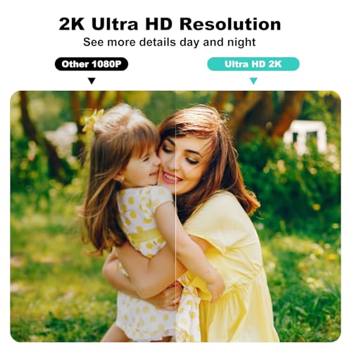 Security Cameras Wireless Outdoor,2K Indoor WiFi Wireless Cameras,Outside Battery Powered Camera for Home Security,AI Moti...
