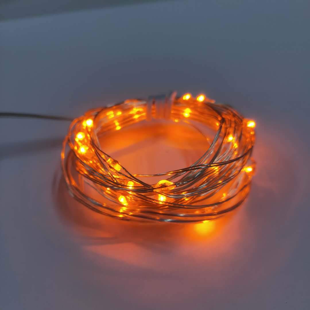 Everfit Lighting 2 Pack Mini Indoor LED Fairy Lights, 30 LEDs, 10 Ft Silver Wire, Timer, Orange Color