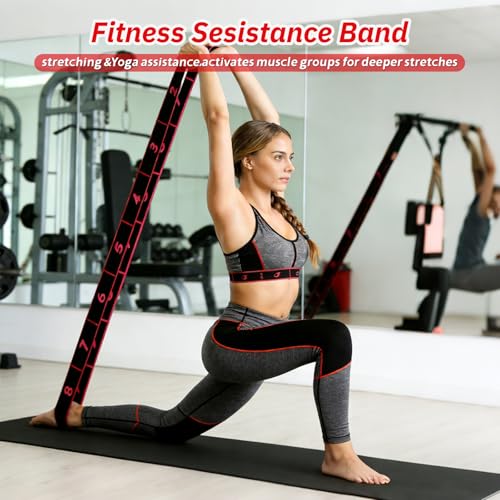 Elastic Exercise Bands with Handles, Adjustable Strength for Home Gym, Stretching, Yoga & Pilates, Non-Slip Puller Straps ...