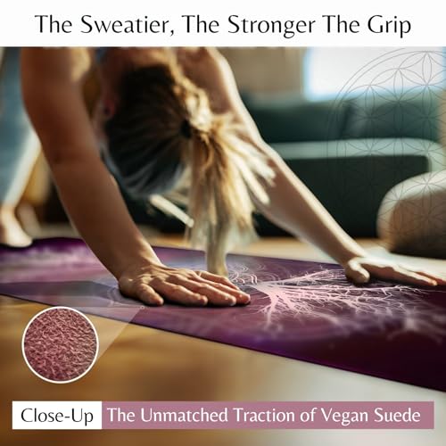 𝑯𝑰𝑮𝑯𝑻𝑶𝑷 Yoga Mat with Strap - Tree of Life/Root Chakra Design Premium Non Slip 6mm Thick for Women Men 72"x24" Yog...
