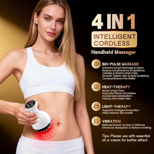 Lymphatic Drainage Massager & Anti Cellulite Massage Tool, Helps Reduce Stretch Marks & Cellulite, for Legs, Arms & Belly,...