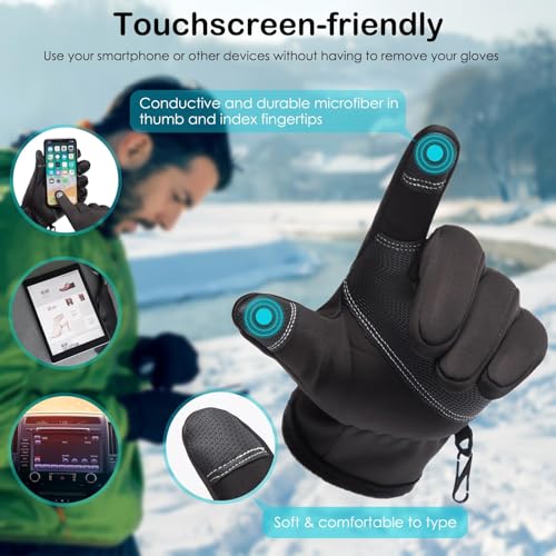 GORELOX Winter Warm Gloves,Touchscreen Cold Weather Driving Gloves Windproof Anti-Slip Sports Gloves for Cycling Running S...