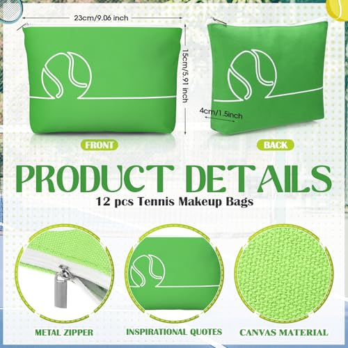 Kacctyen 24 Pcs Tennis Lovers Gifts Bulk for Women Tennis Themed Canvas Makeup Bags Compact Mirrors Accessories for Girl W...
