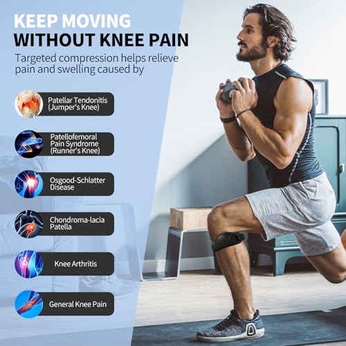Patellar tendon support strap 2 pack - Silicone Patella strap, Patella band for knee pain Adjustable Non-Slip Stabilizer K...