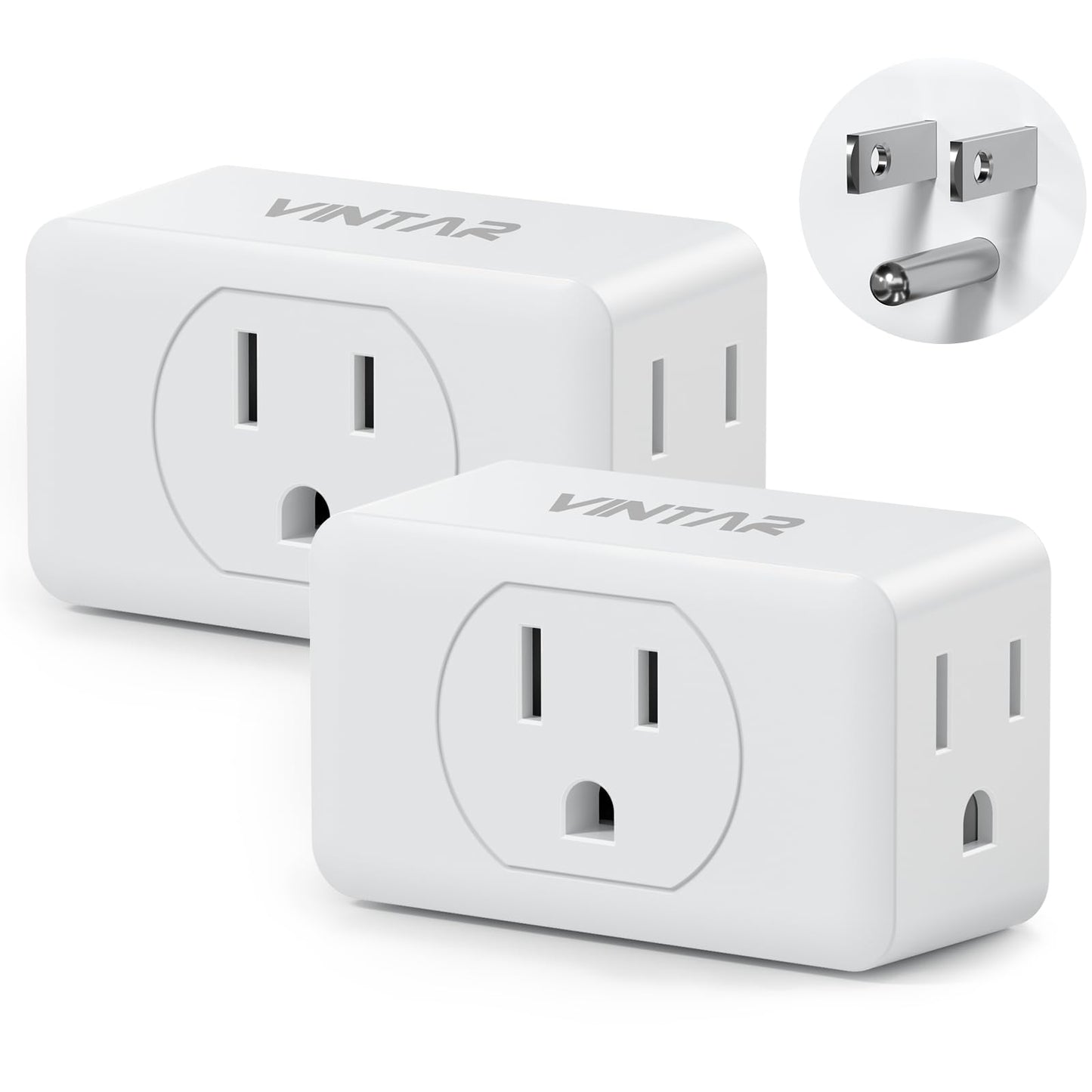 Multi Plug Wall Outlet Extender 2 Pack, Vintar Electrical Multiple Outlet Splitter, 3 Way Plug Adapter, Small Wall Expander For