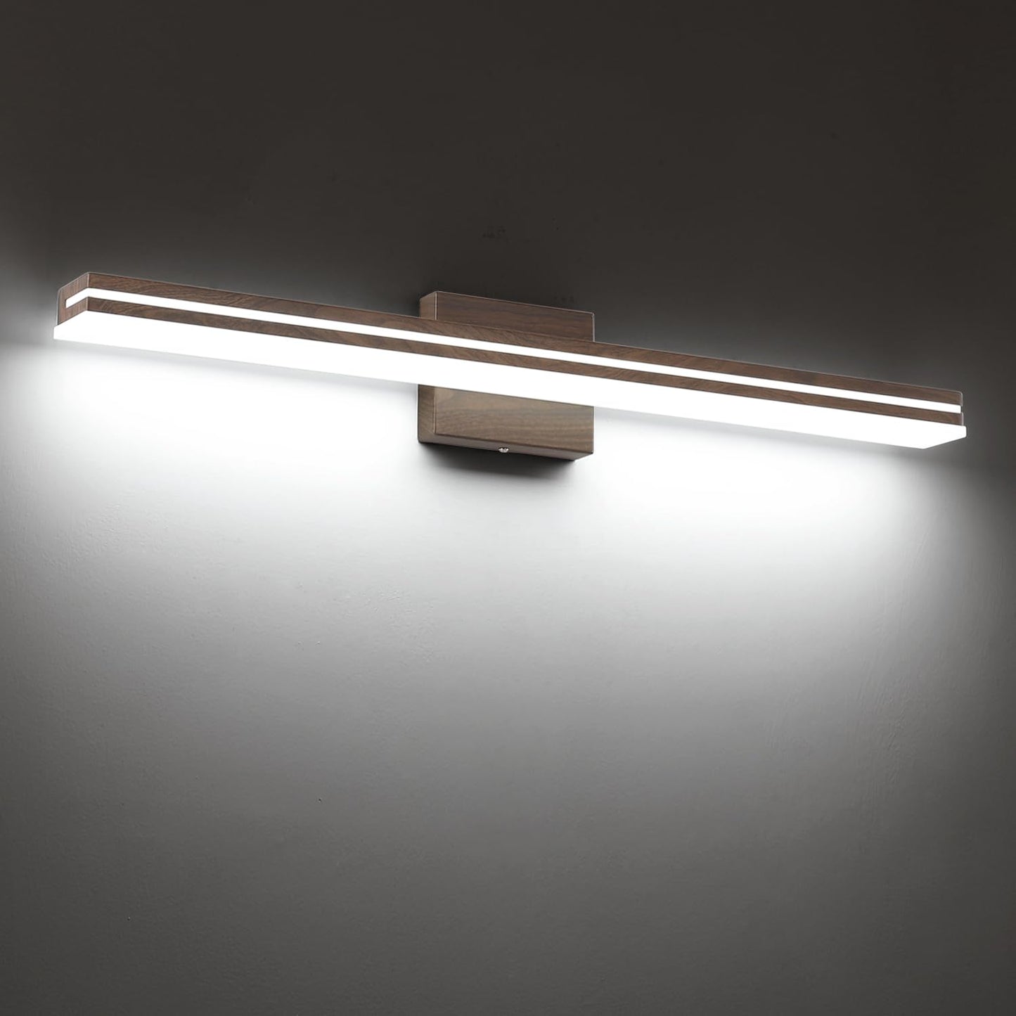 Sinerise 32-Inch Led Modern Bathroom Vanity Light Bar  Brown Modern Acrylic Bathroom Wall Lighting Fixtures Over Mirror (Cool White 6000K)