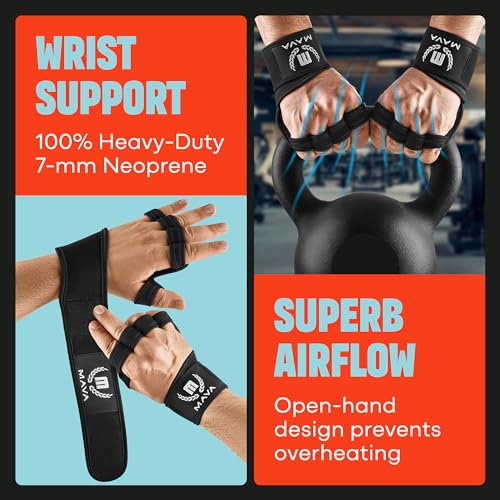 MAVA Open Gym Gloves for Men & Women; Padded Weight Lifting Gloves with Wrist Support for Comfort, Protection; Strong-Grip...