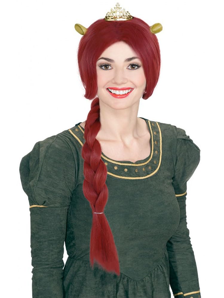 GNIMEGIL Long Braided Reddish Brown Heat Resistant Costume Wig for Cosplay Fiona Costume Women Red Braided Wig