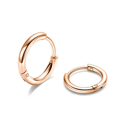 6MM Surgical Steel Hoop Earrings, Rose Gold Huggie Hoop Earrings for Men Women 18G, Small Cartilage Piercing Sleeper Earring for