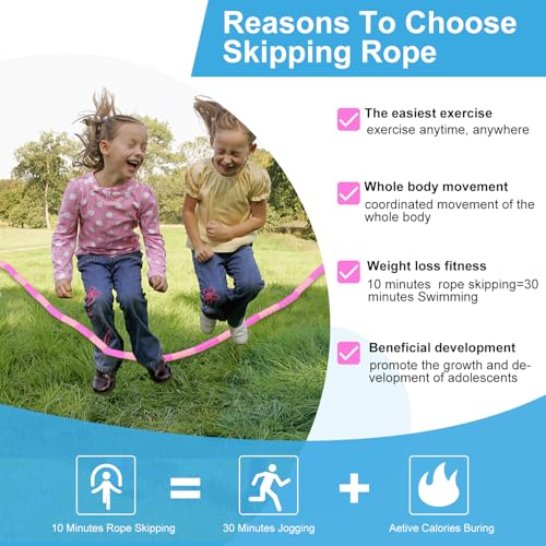 GRAWUN Jump Rope For Kids, Soft Beaded Jump Rope, Adjustable Length Tangle-Free Segmented Soft Beaded Skipping Rope，for Wo...