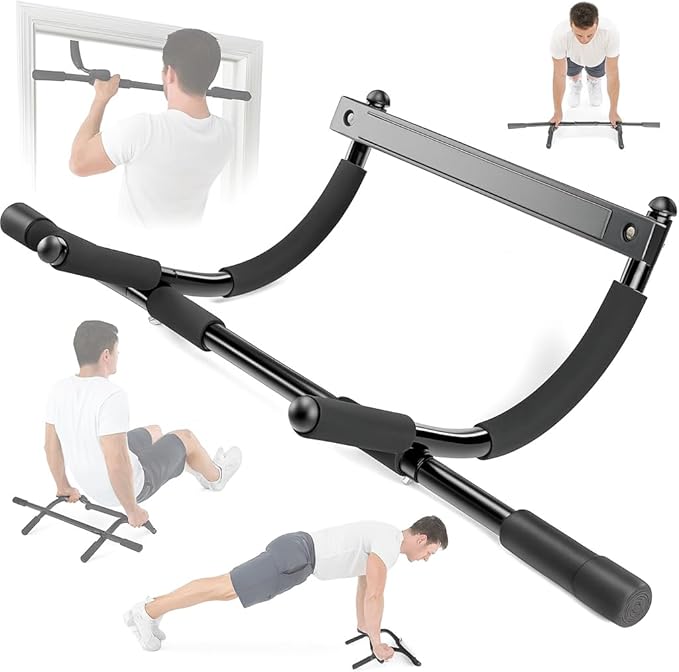 WeePro Pull Up Bar for Doorway – Heavy Duty Chin Up Bar with Multi-Grip Handles, No Screws Required, Supports Up to 300 lb...