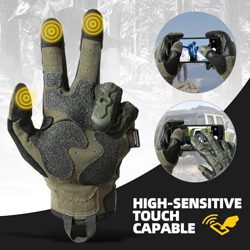 ZUNE LOTOO Touchscreen Tactical Gloves Men with Kevlar-Lined & TPR Impact Protection for Motorcycle Paintball Airsoft Rang...