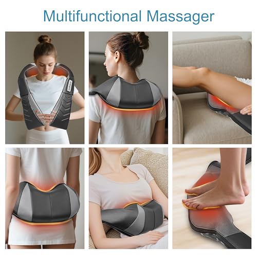 Shiatsu Neck and Back Massager, Electric shoulder Massager with Heat, Deep Tissue Kneading Massage for Pain Relief, Idea G...