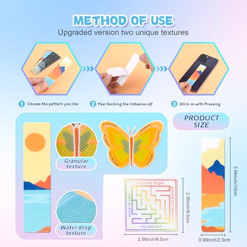 102 Pieces Calm Anxiety Sensory Stickers, 2 Different Surface Texture Styles, Breathing Mindfulness Textured Stickers for ...