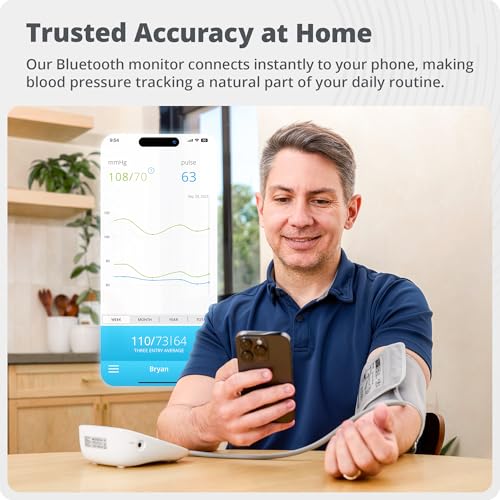 Greater Goods Bluetooth Blood Pressure Monitor, Upper Arm BP Machine with Adjustable 8.7”-16.5” Cuff, iOS and Android App ...
