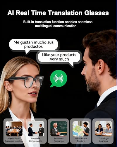 MNVOEQ Smart Glasses with Camera 4K, Video Recording.Bluetooth for Men & Women -Hands-Free Recording Glasses with Audio, A...