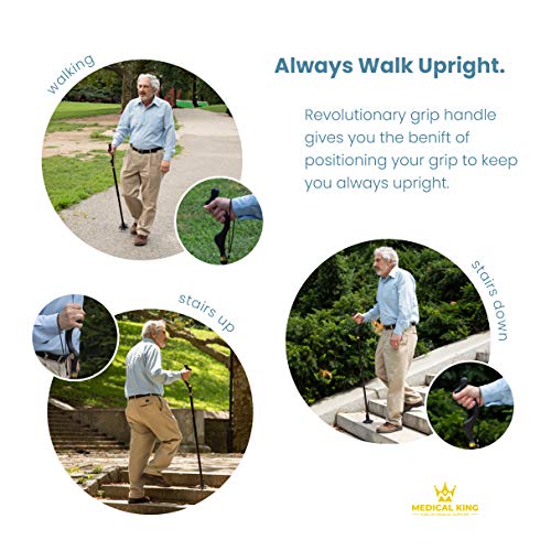 Walking Cane for Men and Women - Special Balancing Stick With 10 Adjustable Heights - Self Standing, Folding, Portable, Co...