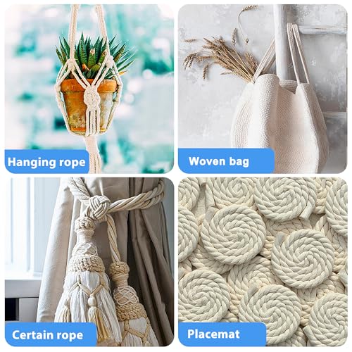White Cotton Rope 1/2in × 50ft Natural Twisted,Available as Used for Tug of War, Navigation, Fitness and Making Handicraft...