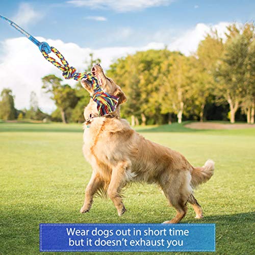 DIBBATU Flirt Pole for Dogs Interactive Dog Toys for Large Medium Small Dogs Chase and Tug of War, Dog Teaser Wand with Lu...