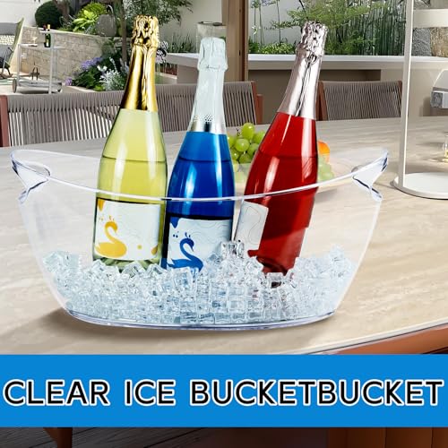 Seuqhck 2 Pack Ice Bucket, 5.5L Small Ice Buckets Clear Beverage Tub for Champagne Beer Sparkling Wine Cocktails, Parties,...