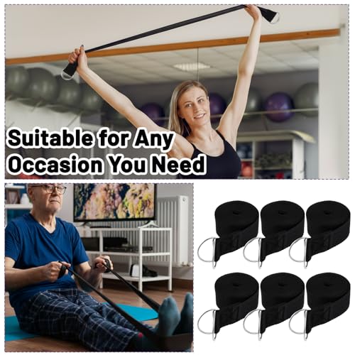 10 Pcs Yoga Strap for Stretching Bulk 6ft Exercise Stretch Band with Metal D Ring Adjustable Pilates Non Elastic Yoga Stre...