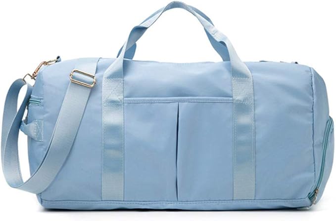 Blackwheel Sports Gym Bag With Shoe Bag Wet Bag Duffle Bag Waterproof Travel Bag for Women Men Light Blue 29L