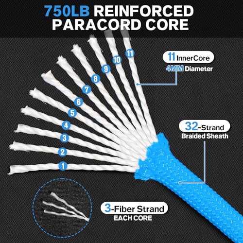 HOKINETY Paracord Rope 750 - Parachute para Cord 4mm 11 Strand Spool Rope Utility Nylon String for Outdoor Camping Surviva...