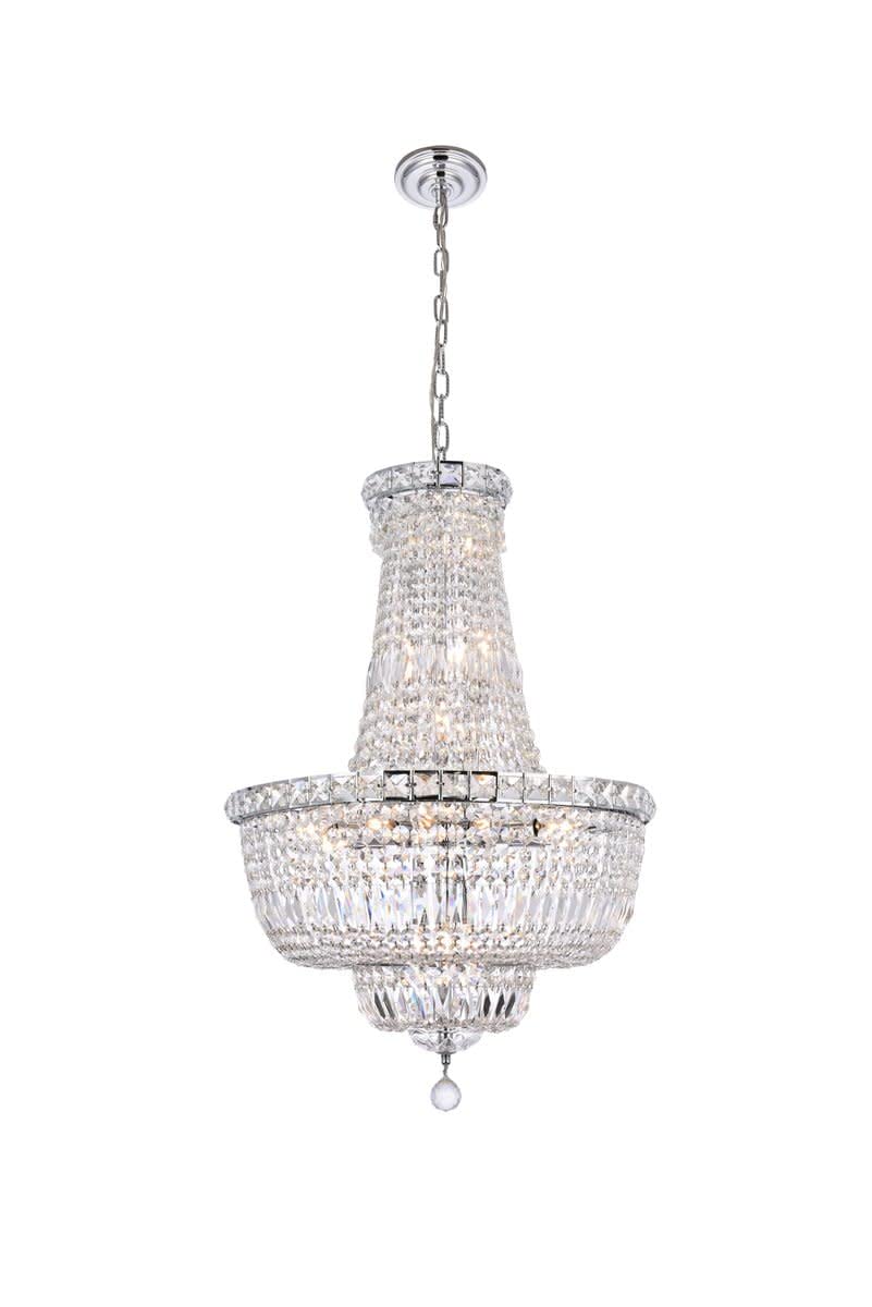 Elegant Lighting Tranquil Collection 22-Light Hanging Fixture, Royal Cut Crystals, Chrome Finish, 22 - Multicolor, Model 2528D22C/Rc