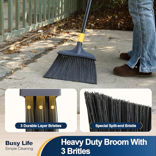 Yocada Heavy-Duty Broom Outdoor Commercial for Courtyard Garage Lobby Mall Market Floor Home Kitchen Room Office Pet Hair ...