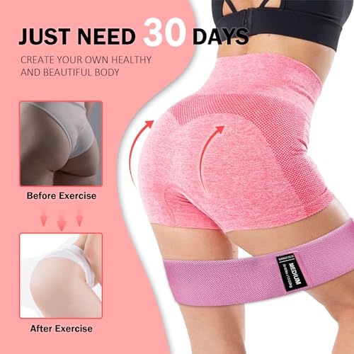 KANGFITER Long and Short Fabric Resistance Bands with Door Anchor 7 PCS, Non-Slip Stretch Booty Bands for Working Out Wome...