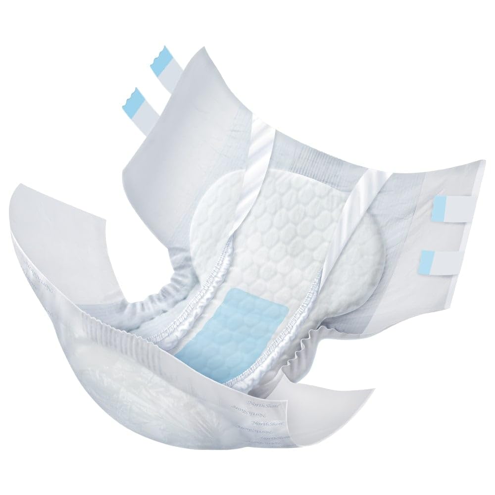 NorthShore MegaMax Adult Overnight Diapers, 12-Hour Tab-Style, Large, 10 Count Bag, White, 42-54 inches, Unisex Incontinence Underwear