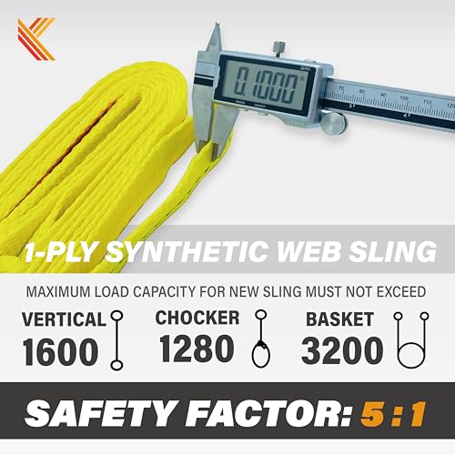 1-Ply Webbing Sling 1”x 4ft Lifting Straps 2Pack Heavy Duty Web Strap Rigging Moving Towing Hoisting Gear KODIAK STRAPS