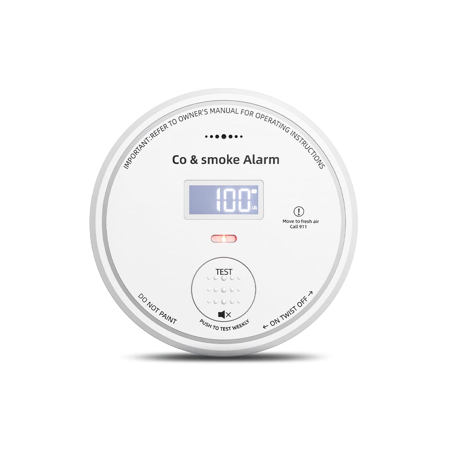 2-in-1 Smoke & CO Detector, 10-Year Battery, LCD Digital Display, 85dB Buzzer, Easy Mount for Home Use