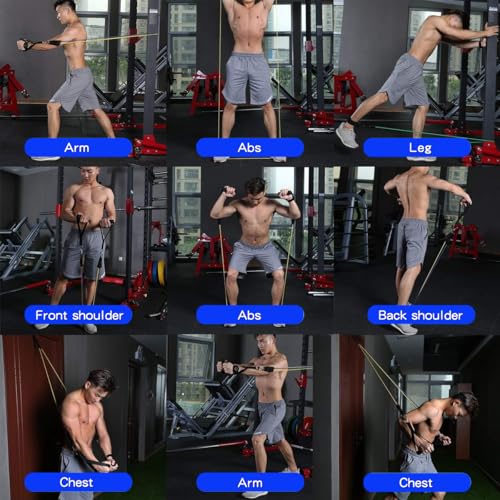 WHATAFIT Resistance Bands Set with Handles - Exercise Bands Home Gym Strength Training Equipment, Includes Door Anchor & A...