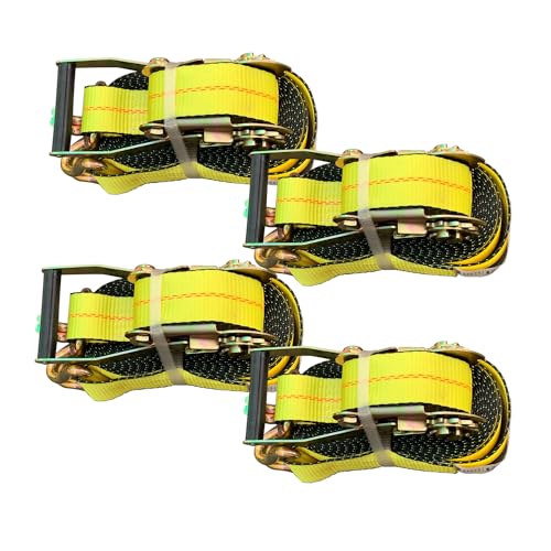 Yuoneiy Ratchet Straps Heavy Duty (4PK) 2" x 30' x 10000 lbs J Hook Tie Down Strap Ratcheting for Truck, ATV, UTV and Trailer