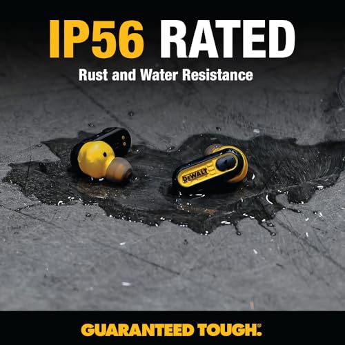 DEWALT Heavy Duty True Wireless Ear Buds, Bluetooth Headphones with Type C Charging Case Included, Over 37 Hours of Batter...