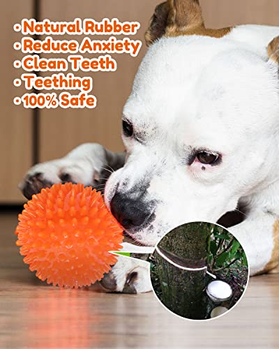 Pweituoet 4.5” Heavy Duty Squeaky Dog Balls for Medium Large Dogs, Dog Toys for Aggressive Chewers, Spike Ball Toys for Cl...