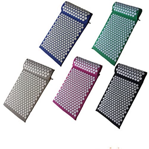 Mas Yoga Mat with Pillow Mas Mat Acupressure Relieve Back Body Pain Relax Spike Mat with Bag(E)