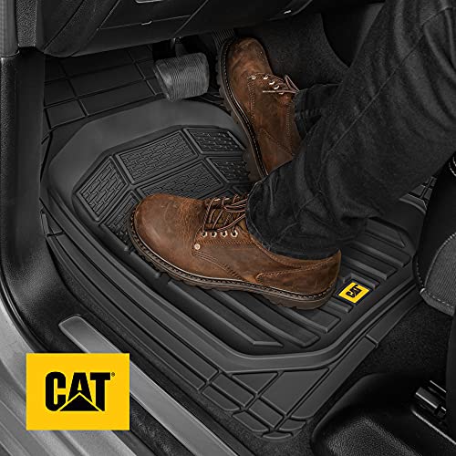 BDK Cat® CAMT-9013 (3-Piece) Large Heavy Duty Rubber Car Floor Mats with Trunk Cargo Liner, Trim to Fit Front & Rear Combo...