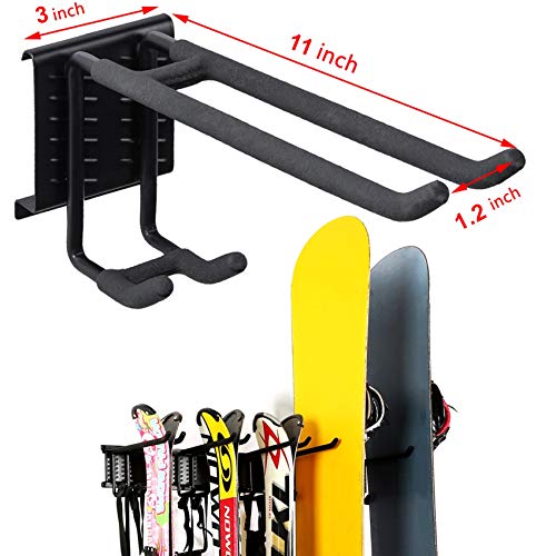 WALMANN Garage Storage Organization System Ski Wall Rack Up to 10 Pairs of Skis Mount Hanger Home Shed and Garage Snowboar...