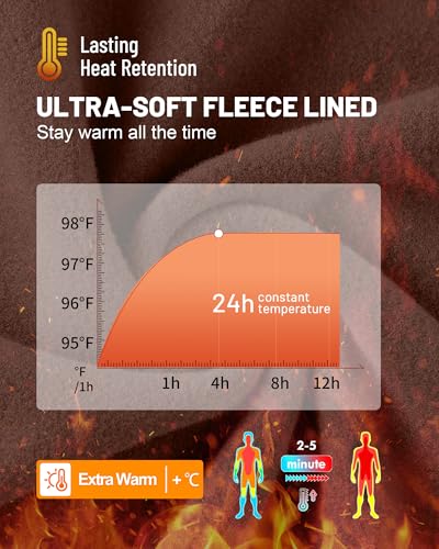 Moozava Mens Thermal Long Sleeve Shirt Fleece Lined Compression Base Layer Top Cold Weather Gear Hunting Athletic Undershirt
