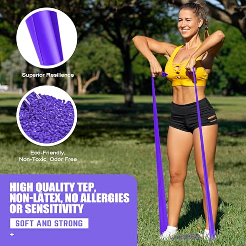 Resistance Bands, Exercise Bands, Physical Therapy Bands for Strength Training, Yoga, Pilates, Stretch Elastic Band with D...